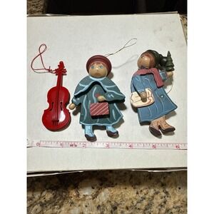 Midwest Wooden Christmas Ornaments‎ Violin Instrument Girl Figurine